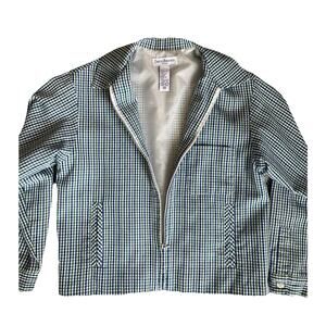 David Brooks Blouson Jacket sz PM Blue green Plaid Vtg 80s Retro Aura Fit